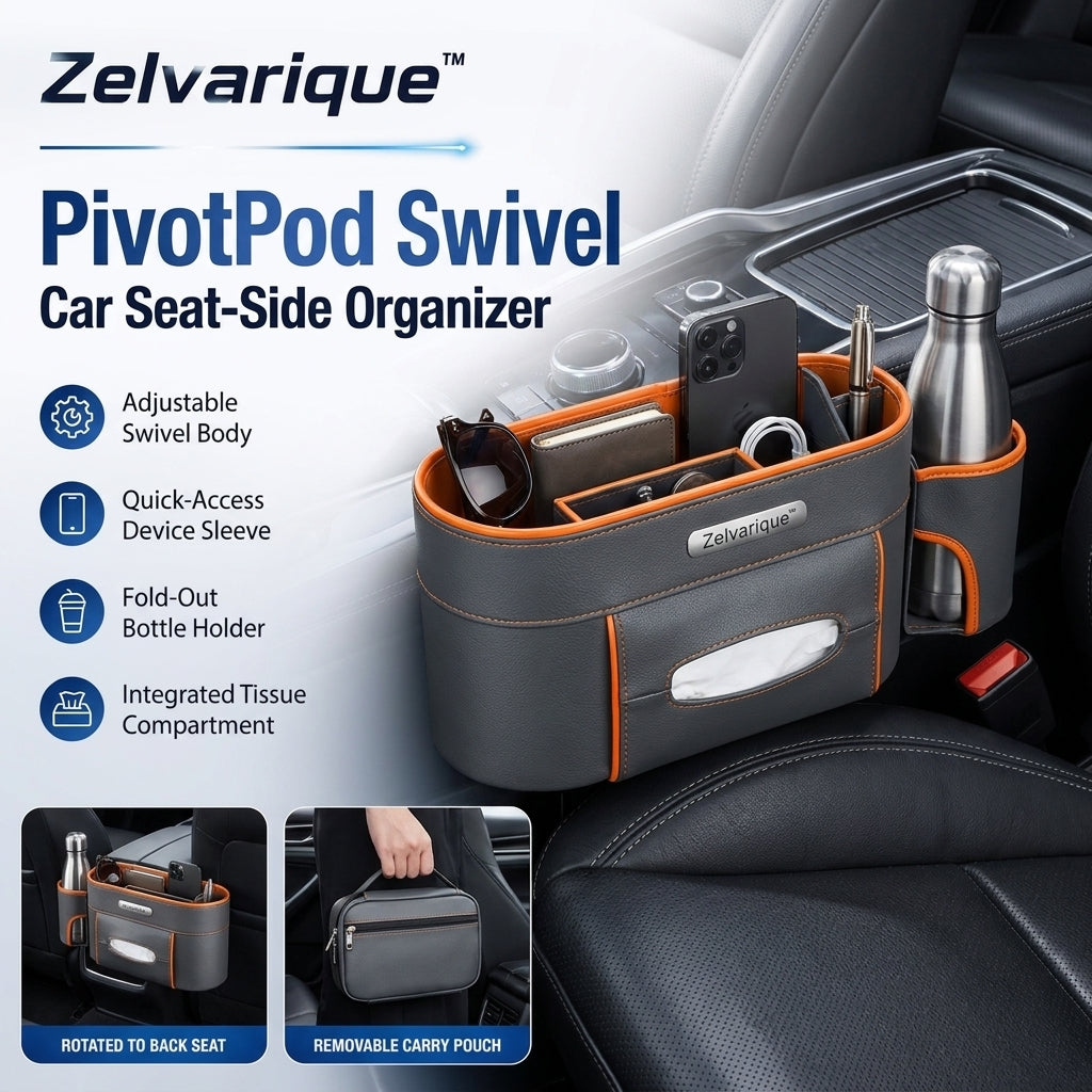 Zelvarique™ PivotPod Swivel Car Seat-Side Organizer