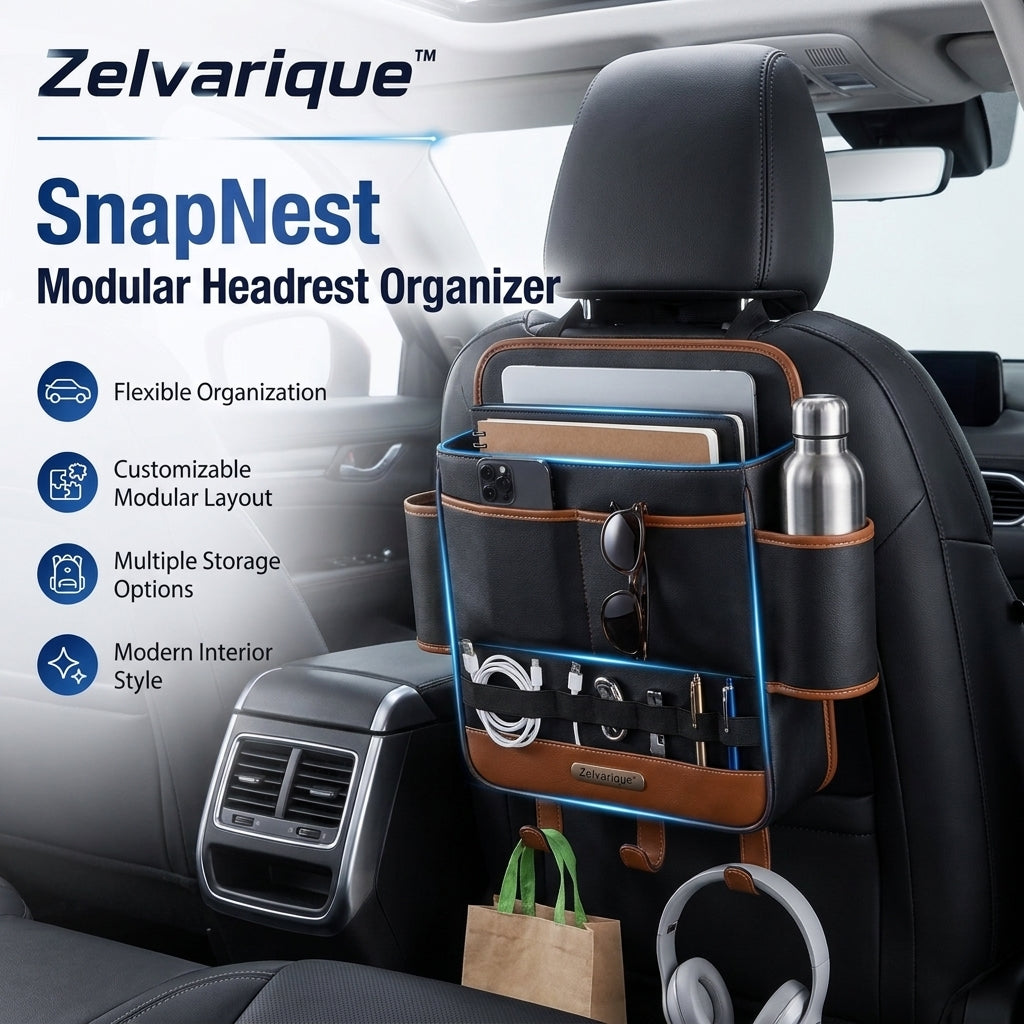 Zelvarique™ SnapNest Modular Headrest Organizer