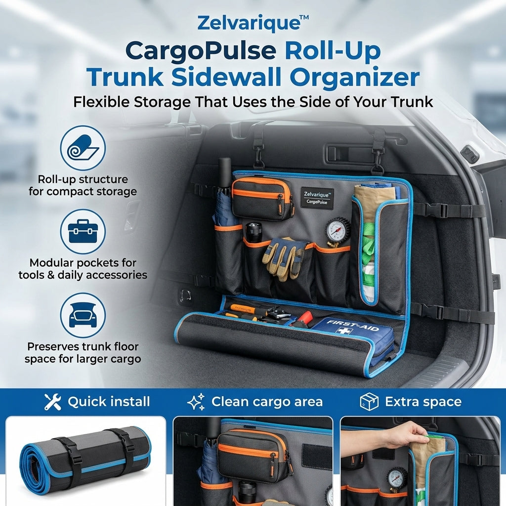 Zelvarique™ CargoPulse Roll-Up Trunk Sidewall Organizer