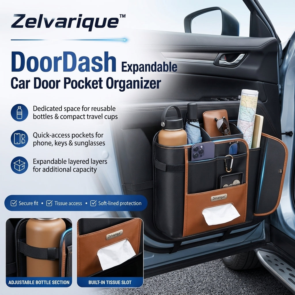 Zelvarique™ DoorDash Expandable Car Door Pocket Organizer