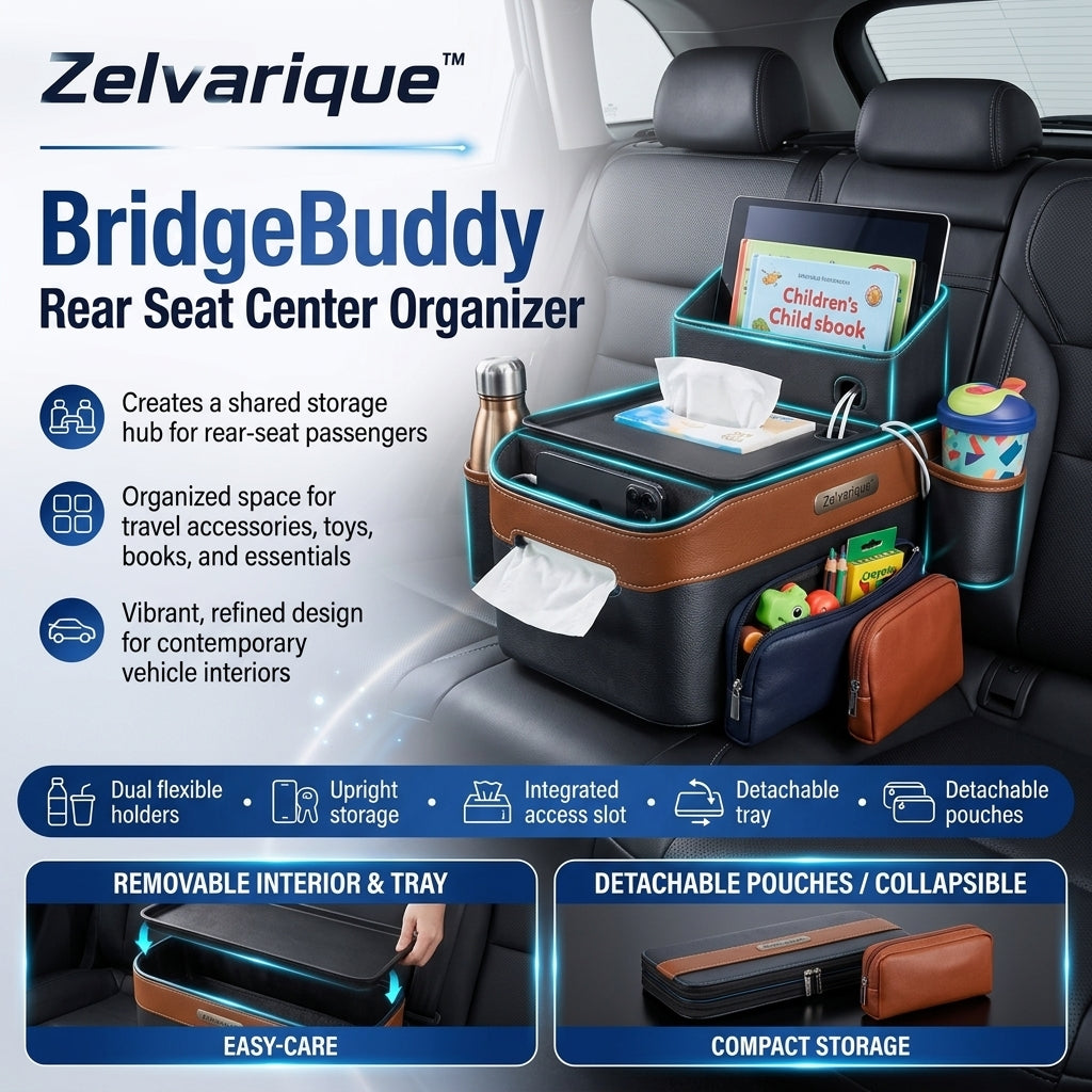 Zelvarique™ BridgeBuddy Rear Seat Center Organizer